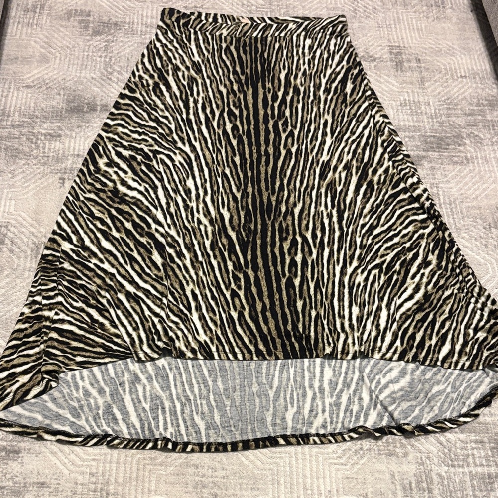 Michael Kors Black & Cream Animal Print High-Low Skirt